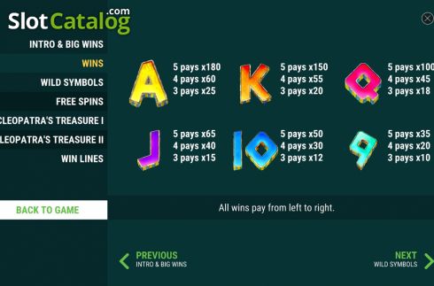Скрин9. Cleopatras Prizes слот