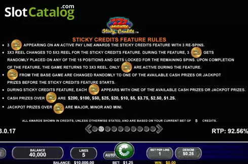 Скрин6. Mighty 777 Sticky Credits слот