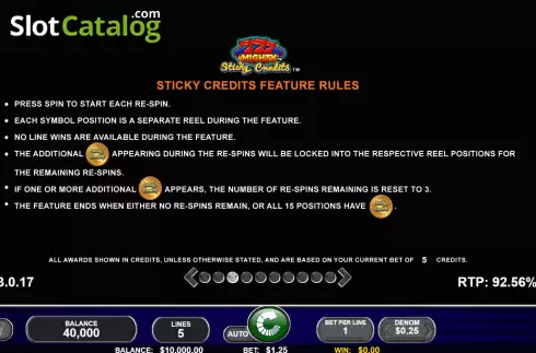 Скрин7. Mighty 777 Sticky Credits слот