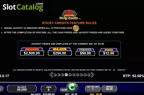 Скрин8. Mighty 777 Sticky Credits слот