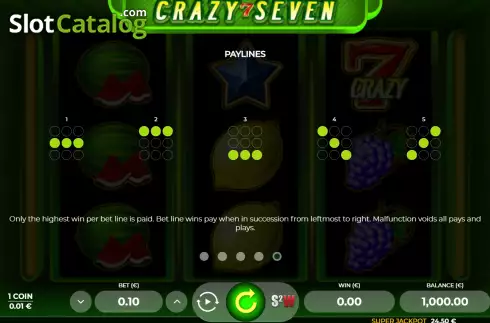 Скрин9. Crazy Seven 3 слот