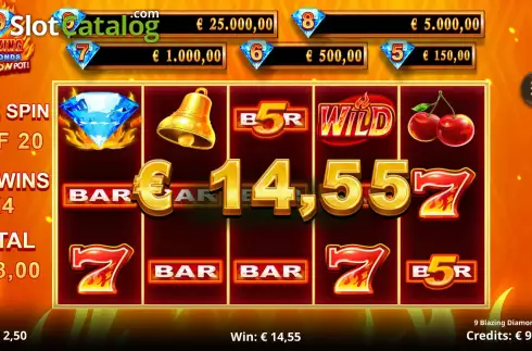 Скрин9. 9 Blazing Diamonds Wowpot слот