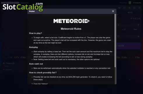Скрин8. Meteoroid (Spinmatic) слот