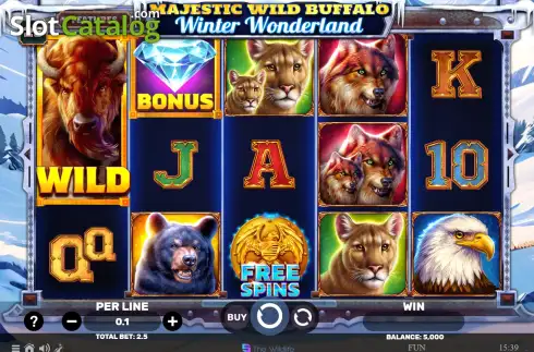 Скрин2. Majestic Wild Buffalo - Winter Wonderland слот