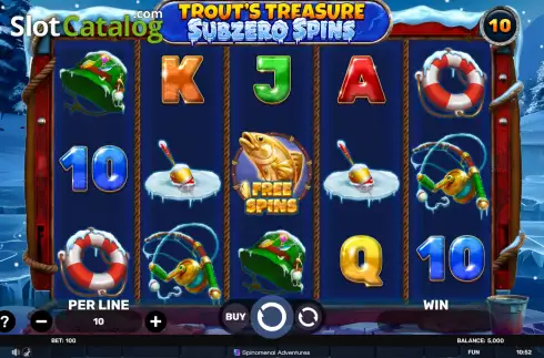 Скрин2. Trout's Treasure Subzero Spins слот