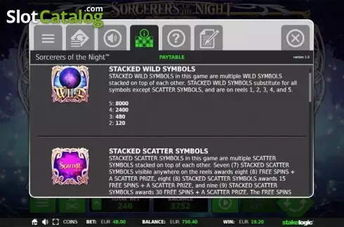 Скрин9. Sorcerers of the Night слот