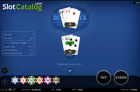 Скрин4. Perfect Pairs Blackjack (Swintt) слот