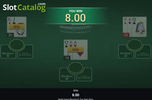 Скрин3. Multi Hand Blackjack Ten Side Bets слот