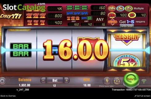 Скрин3. Crazy 777 (TaDa Gaming) слот