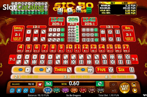 Скрин3. Sic Bo Dragons слот