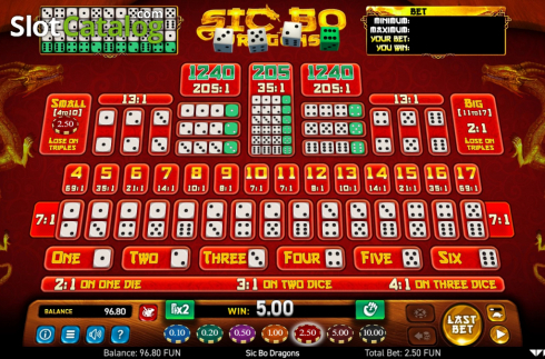 Скрин5. Sic Bo Dragons слот