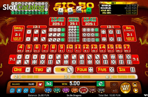 Скрин6. Sic Bo Dragons слот
