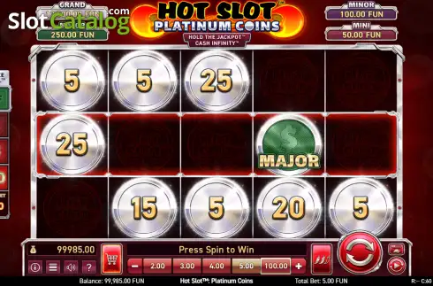 Скрин2. Hot Slot Platinum Coins слот