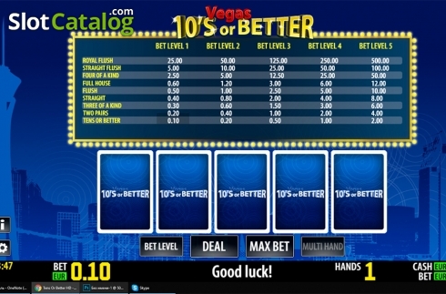 Скрин2. Tens Or Better HD слот