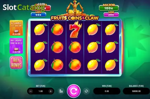 Скрин2. Fruits, Coins & Claw слот