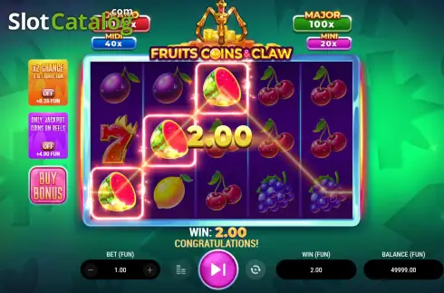 Скрин3. Fruits, Coins & Claw слот
