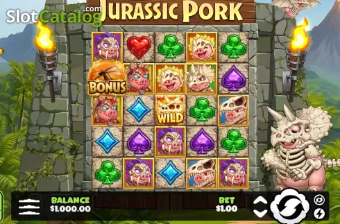Скрин2. Jurassic Pork слот