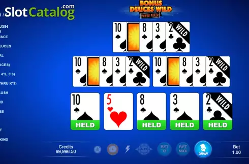 Скрин2. Bonus Deuces Wild - Power Poker слот