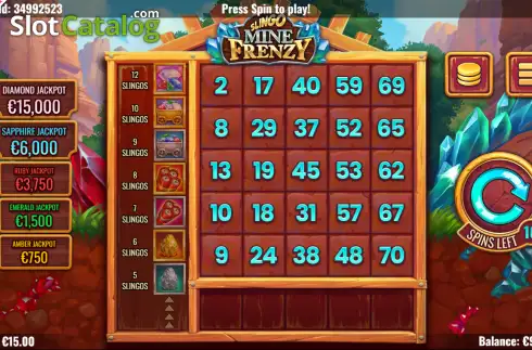 Скрин2. Slingo Mine Frenzy слот