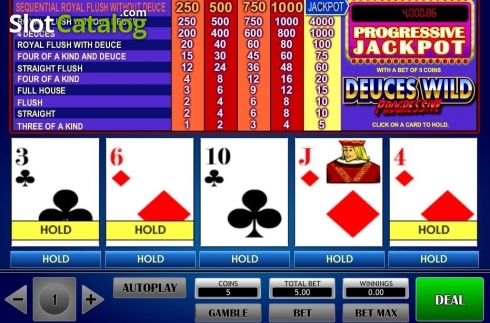 Скрин2. Deuces Wild Progressive Poker слот