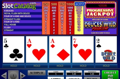 Скрин3. Deuces Wild Progressive Poker слот