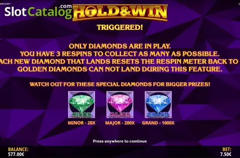 Скрин7. Brilliant Diamonds: Hold & Win слот