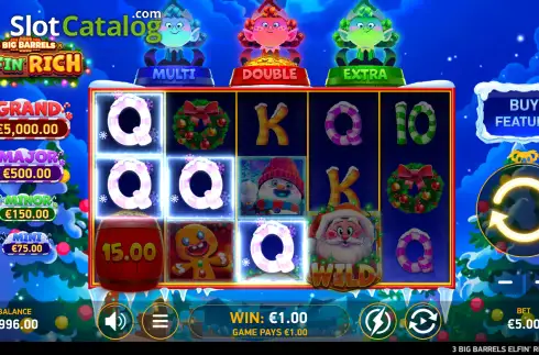 Скрин3. 3 Big Barrels Elfin' Rich слот