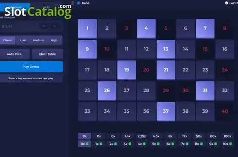 Скрин2. Keno (Rainbet Originals) слот