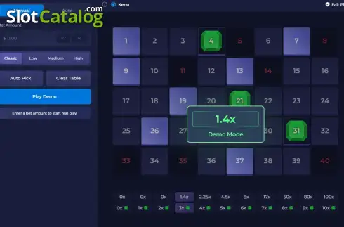 Скрин3. Keno (Rainbet Originals) слот