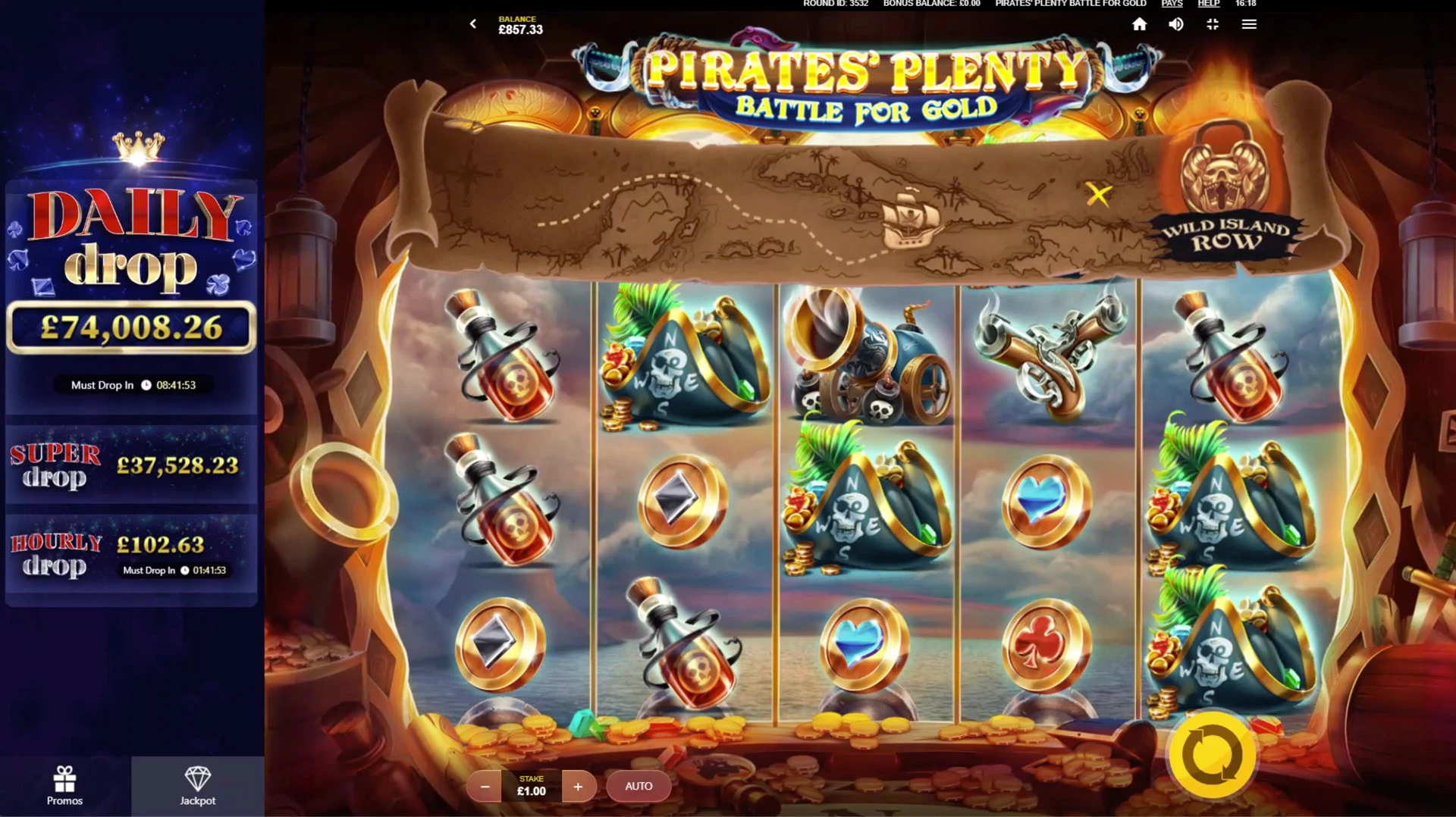 Red Tigers Pirate's Plenty Battle For Gold Must Drop HUD in Red Tigers Pirate's Plenty Battle For Gold